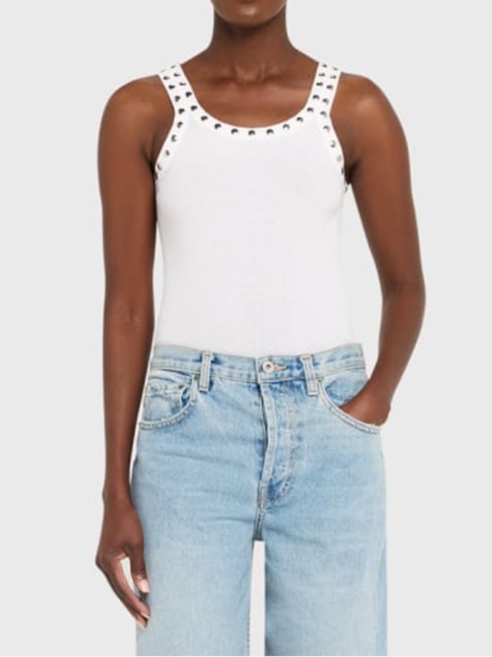 RE/DONE Studded rib-knit tank